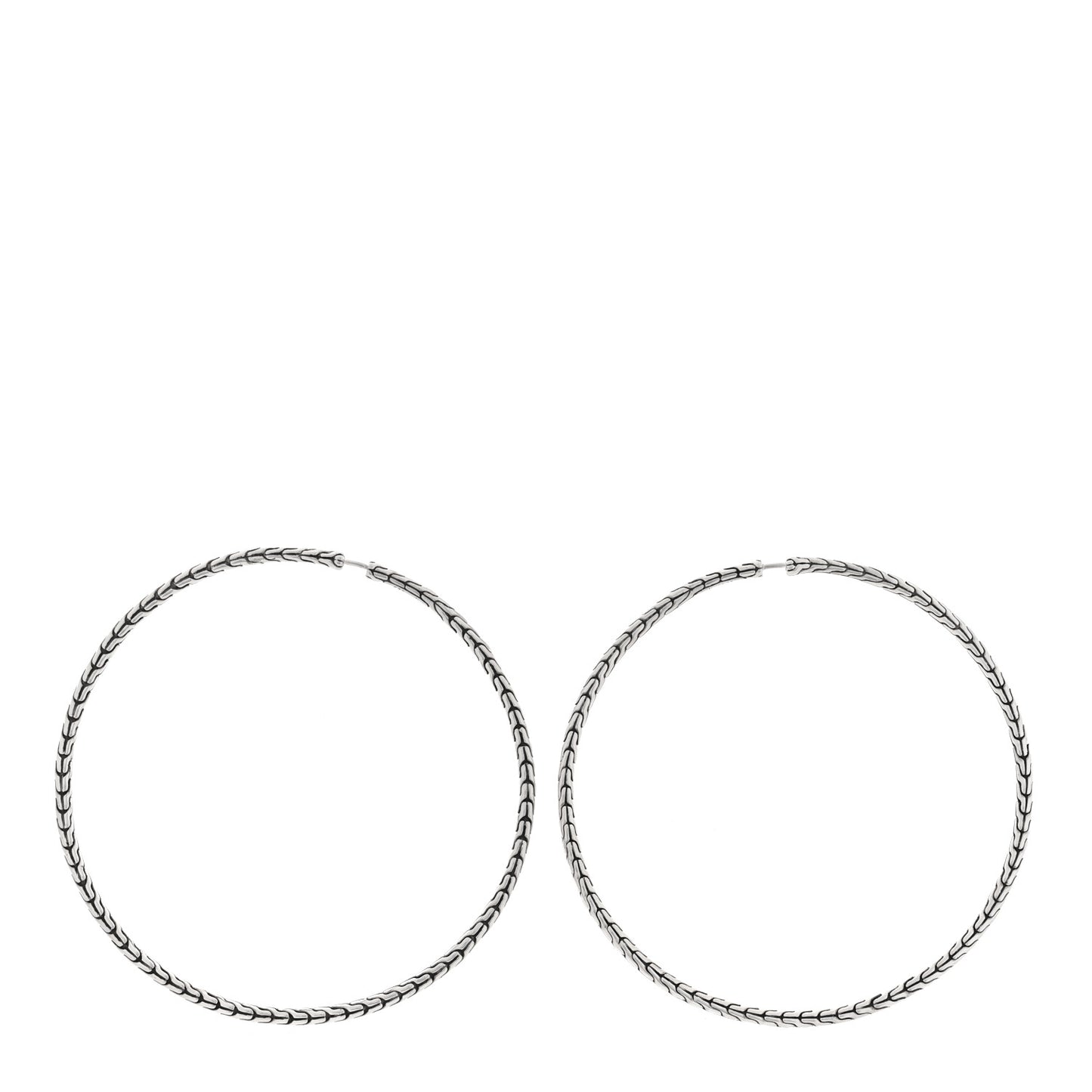 Sterling Silver Extra Large Carved Chain Hoop Earrings