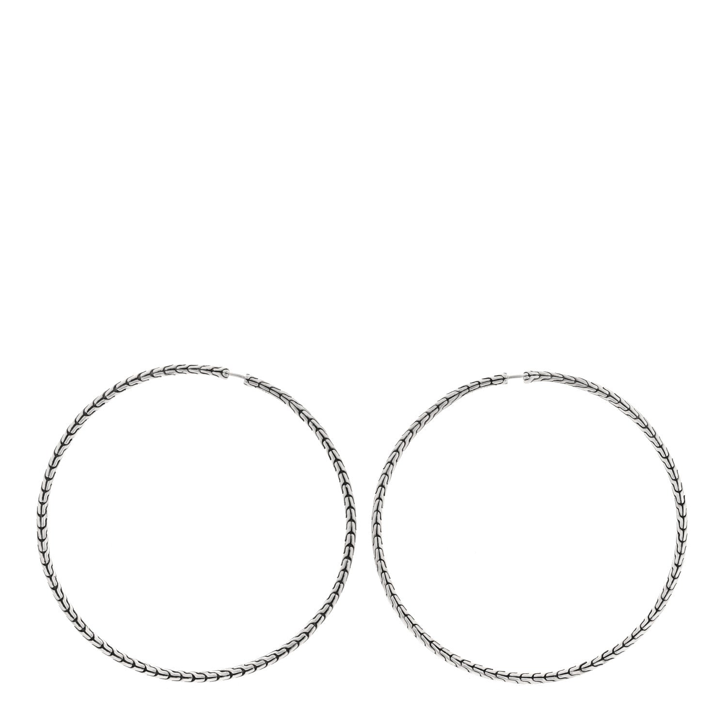 John Hardy Sterling Silver Extra Large Carved Chain Hoop Earrings 3 of 4