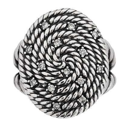 David Yurman Sterling Silver Diamond Cable Coil Ring 49 5 1 of 5