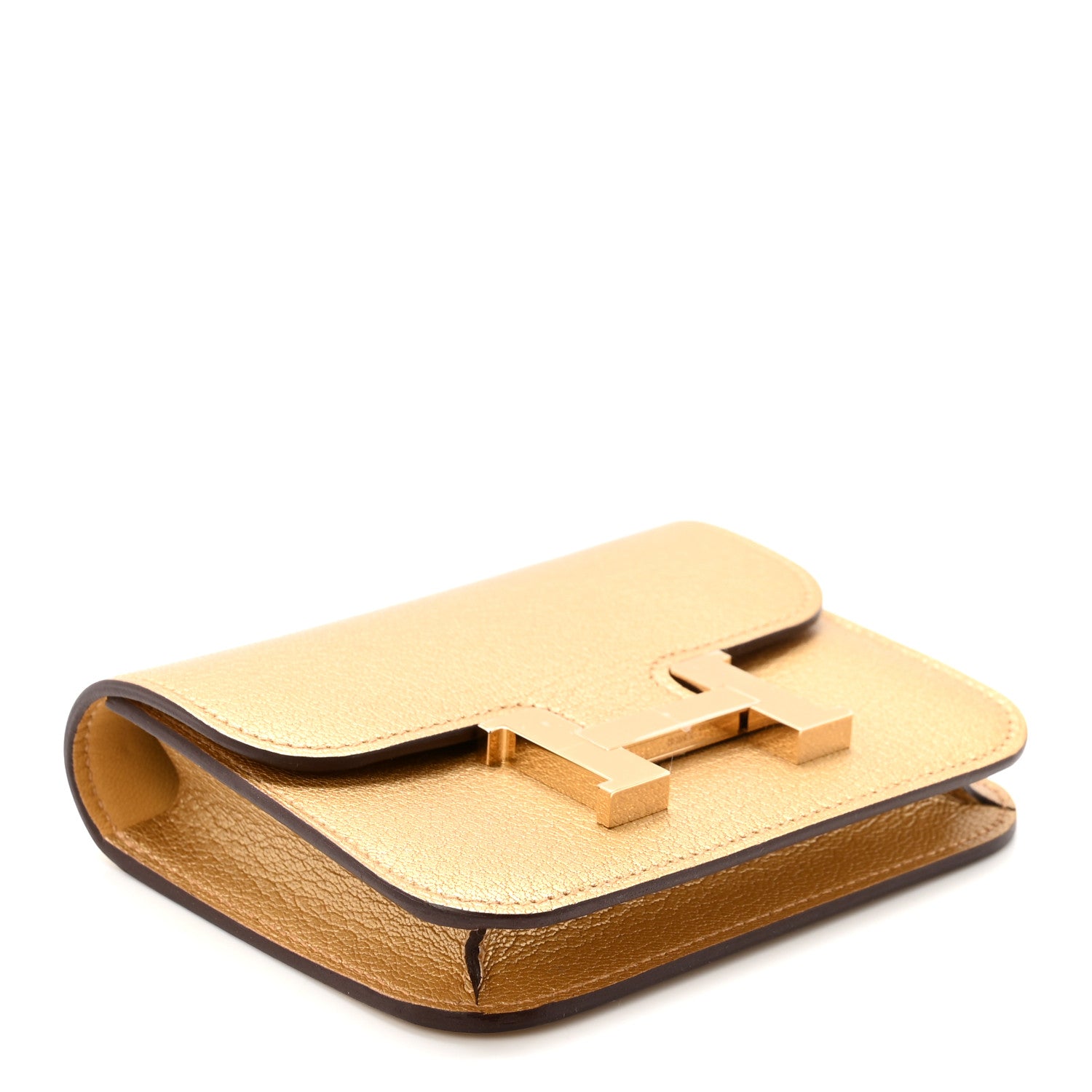Hermes Metallic Chevre Chamkilight Constance Slim Wallet Dore 5 of 9