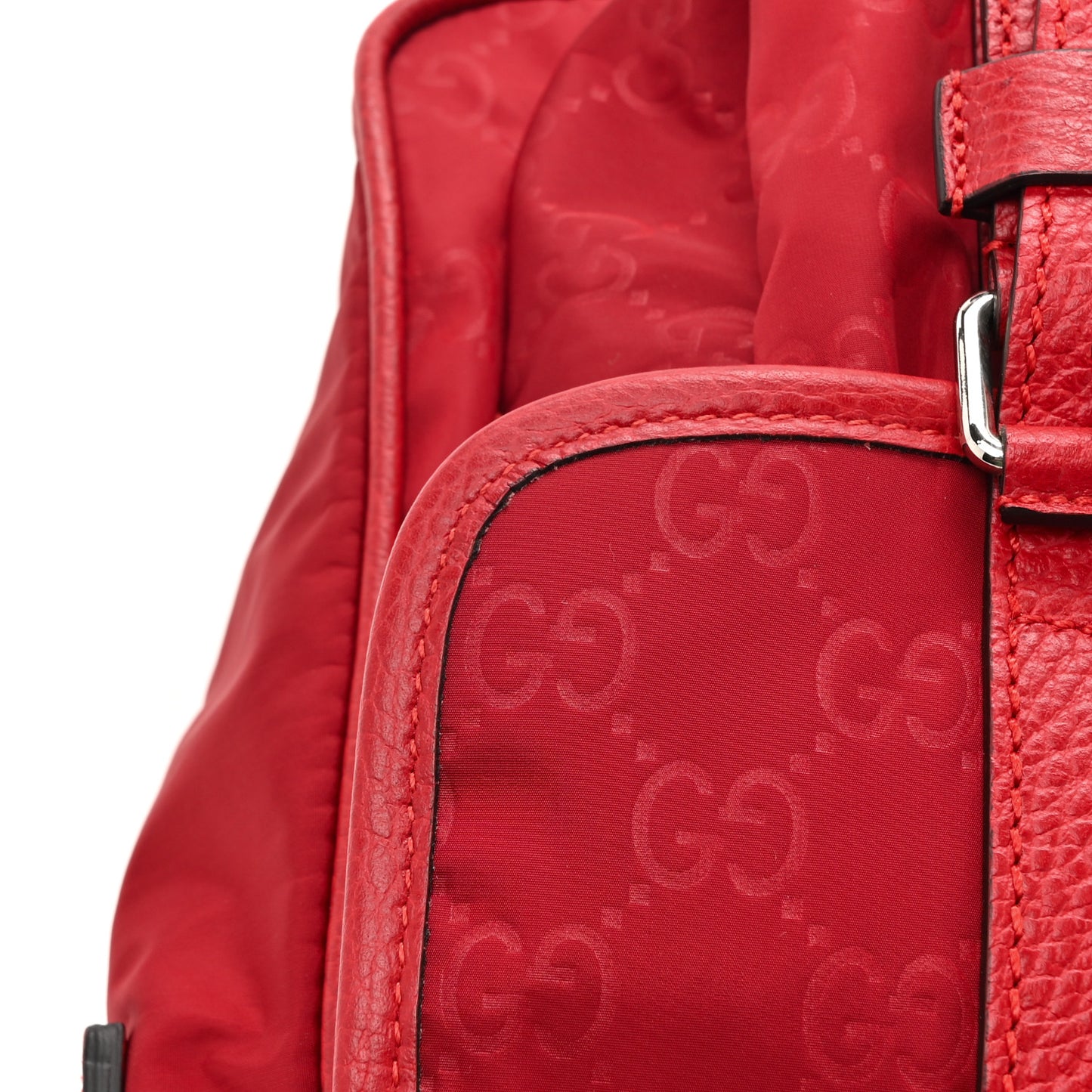 Nylon Monogram Double Buckle Flap Messenger Bag Vibrant Red