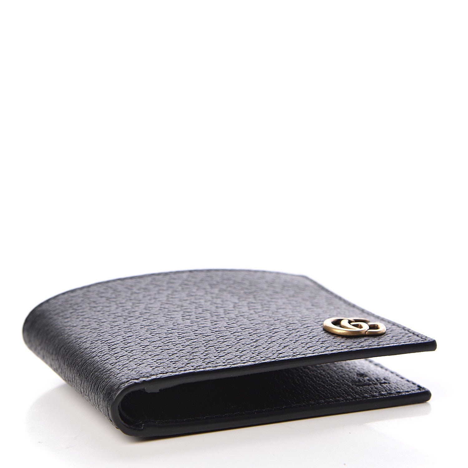 Gucci Calfskin Boar Effect GG Marmont Bi-Fold Wallet Black 4 of 8