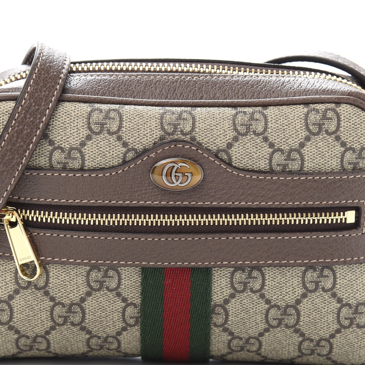 Gucci GG Supreme Monogram Web Mini Ophidia Shoulder Bag Brown 10 of 11