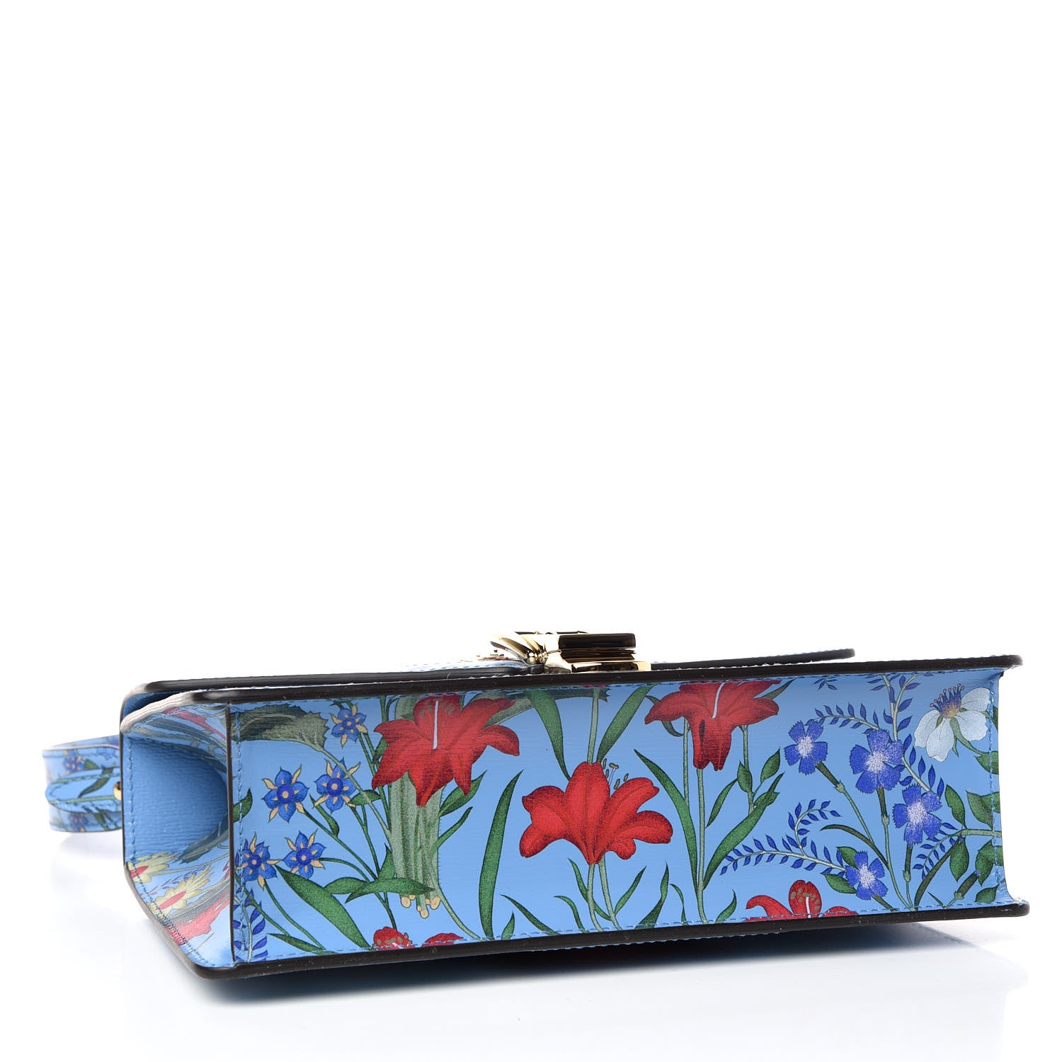Gucci Shangai Calfskin Web New Flora Small Sylvie Shoulder Bag Azure 5 of 10
