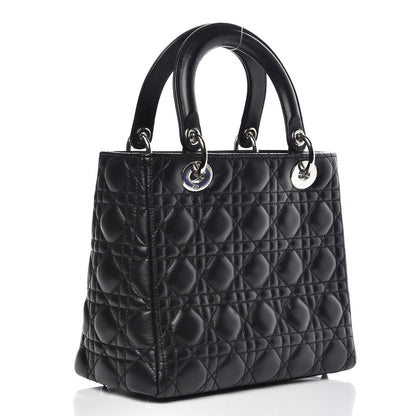 Christian Dior Lambskin Cannage Medium Lady Dior Black 3 of 16