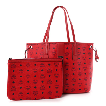 MCM Visetos Medium Liz Reversible Shopper Tote Ruby Red 2 of 17