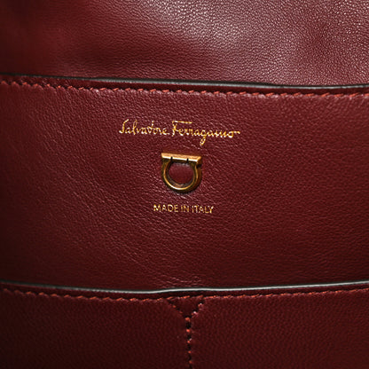 Salvatore Ferragamo Calfskin Gancini Embossed Trifolio Tote Bag Burgundy 6 of 7