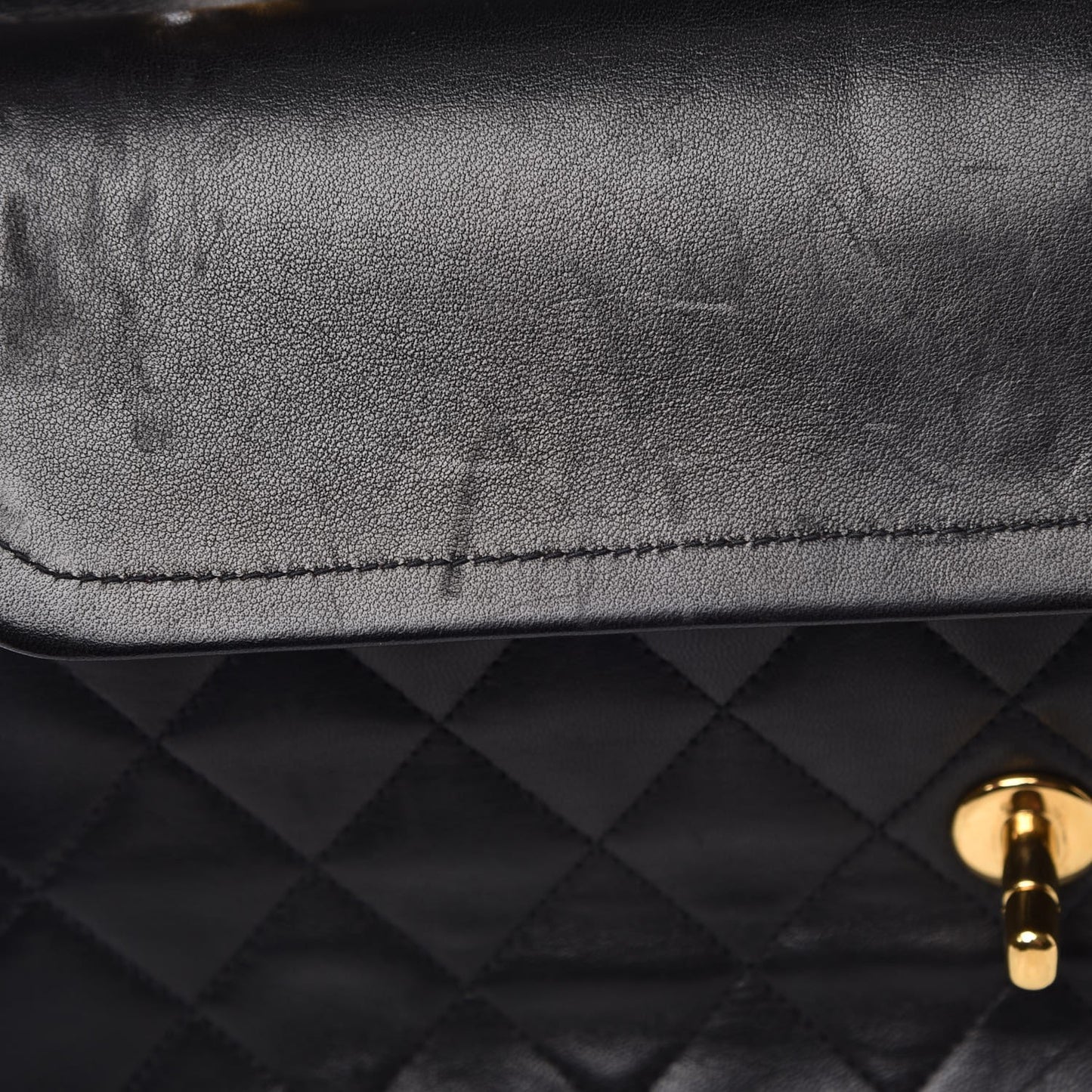 Lambskin Quilted Medium Double Flap Black