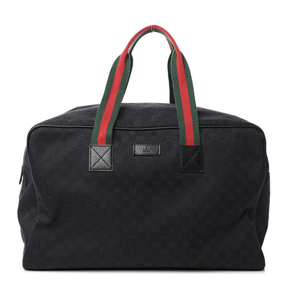 Gucci GG Monogram Web Large Collapsible Carry On Duffle Bag Black 1 of 9