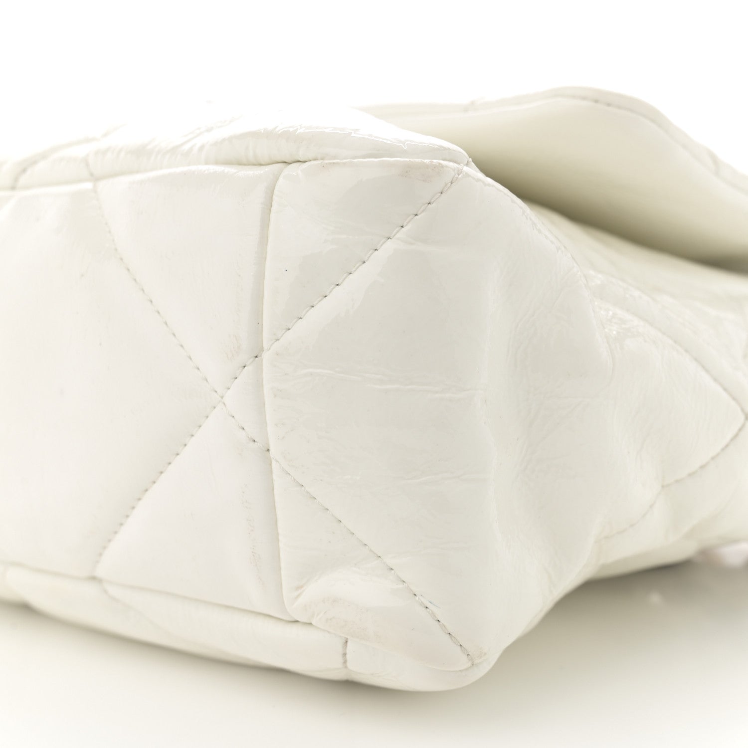Chanel Shiny Crumpled Calfskin Quilted Large Chanel 19 Flap White 10 of 16