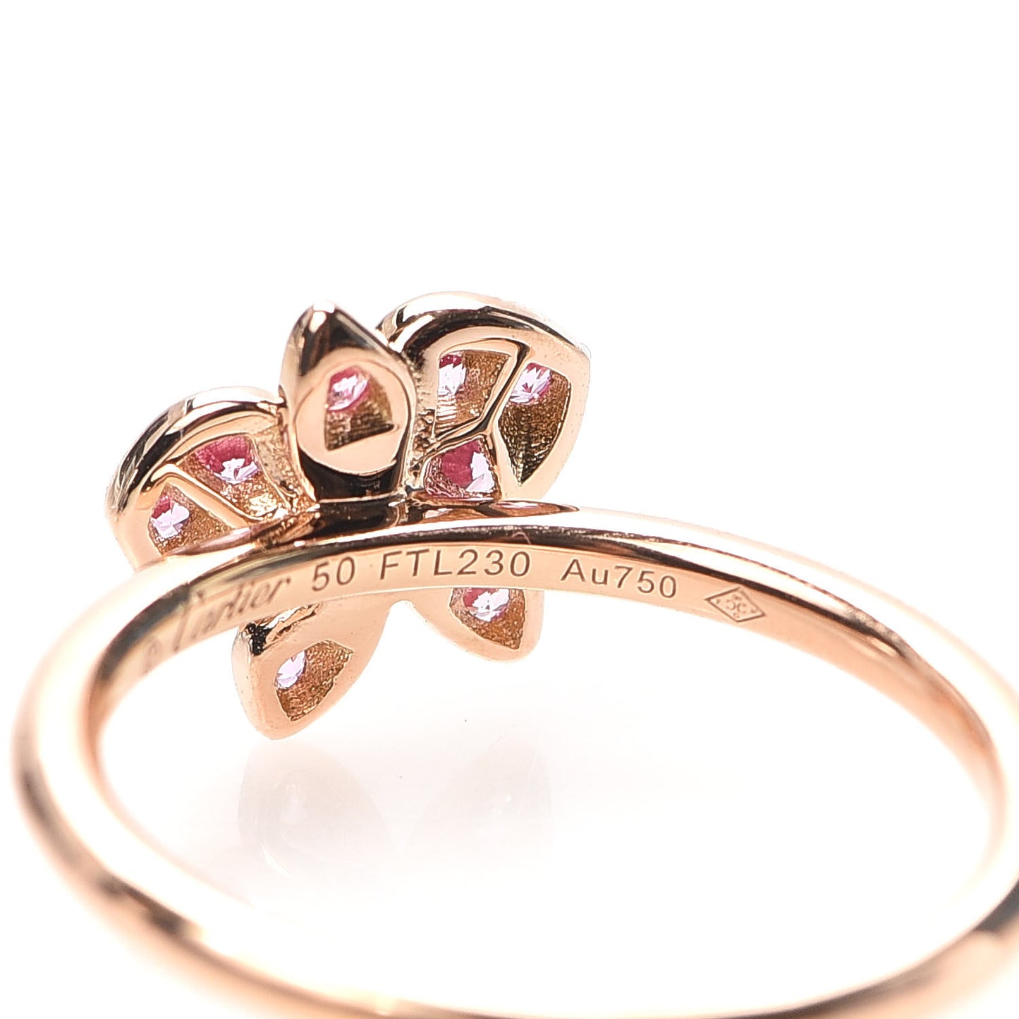 18K Pink Gold Diamond Pink Sapphire Caresse D'Orchidees Par Ring 50 5.25