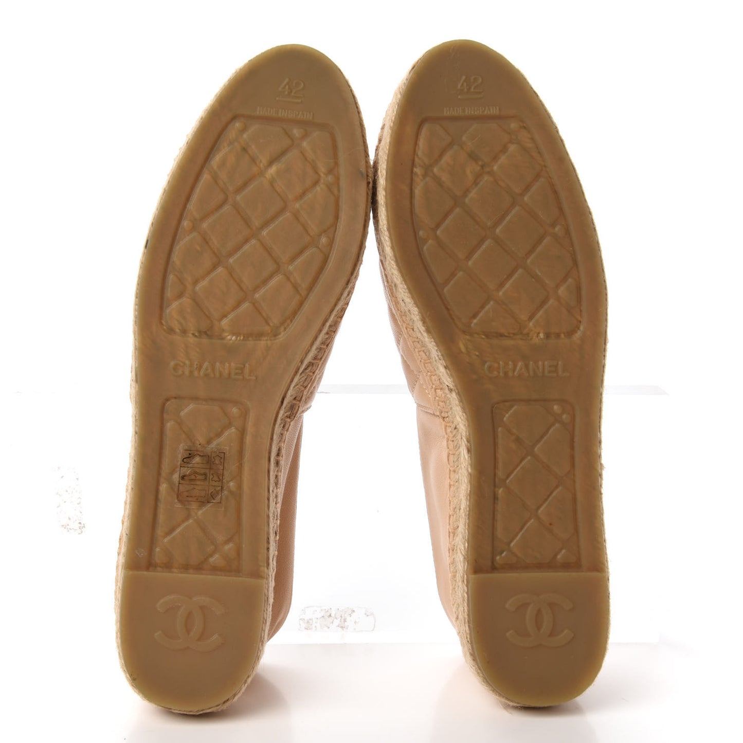 Lambskin Quilted CC Espadrilles 42 Beige