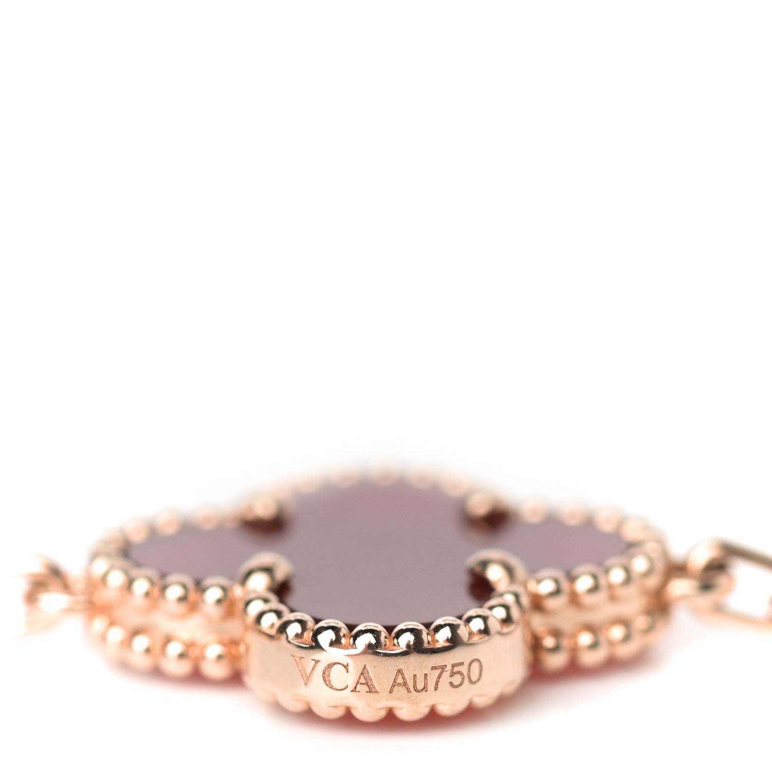 Van Cleef & Arpels 18K Rose Gold Carnelian 5 Motifs Guilloche Vintage Alhambra Bracelet 4 of 6