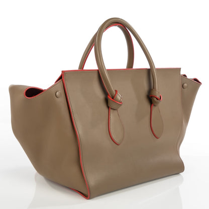 Celine Natural Calfskin Medium Tie Knot Tote Dark Beige Orange Trim 3 of 9