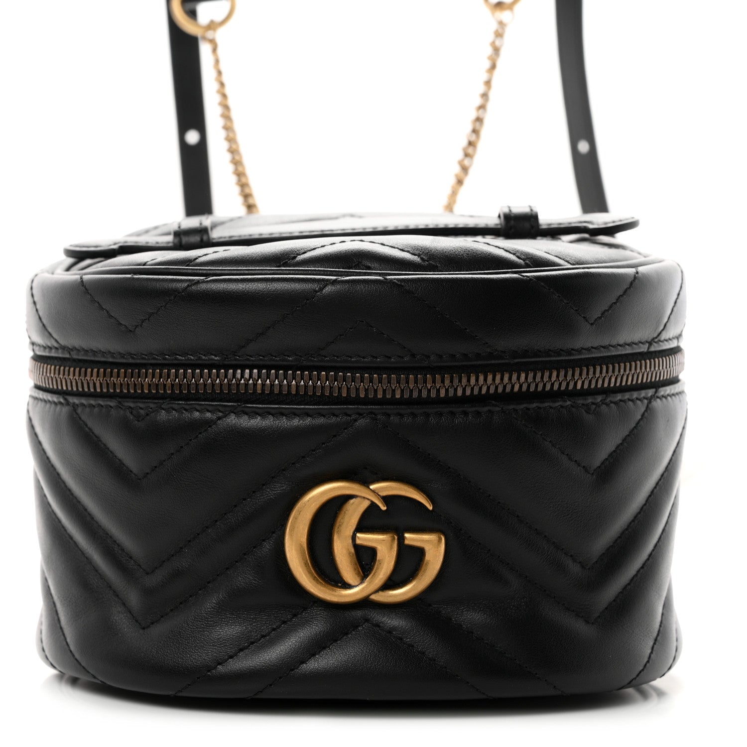 Gucci Calfskin Matelasse Mini GG Marmont Round Backpack Black 8 of 10