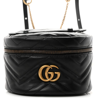 Gucci Calfskin Matelasse Mini GG Marmont Round Backpack Black 8 of 10