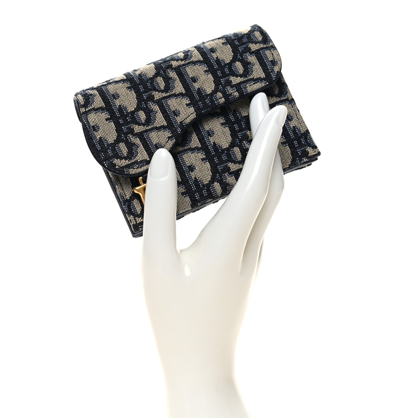 Oblique Saddle 5-Gusset Card Holder Blue