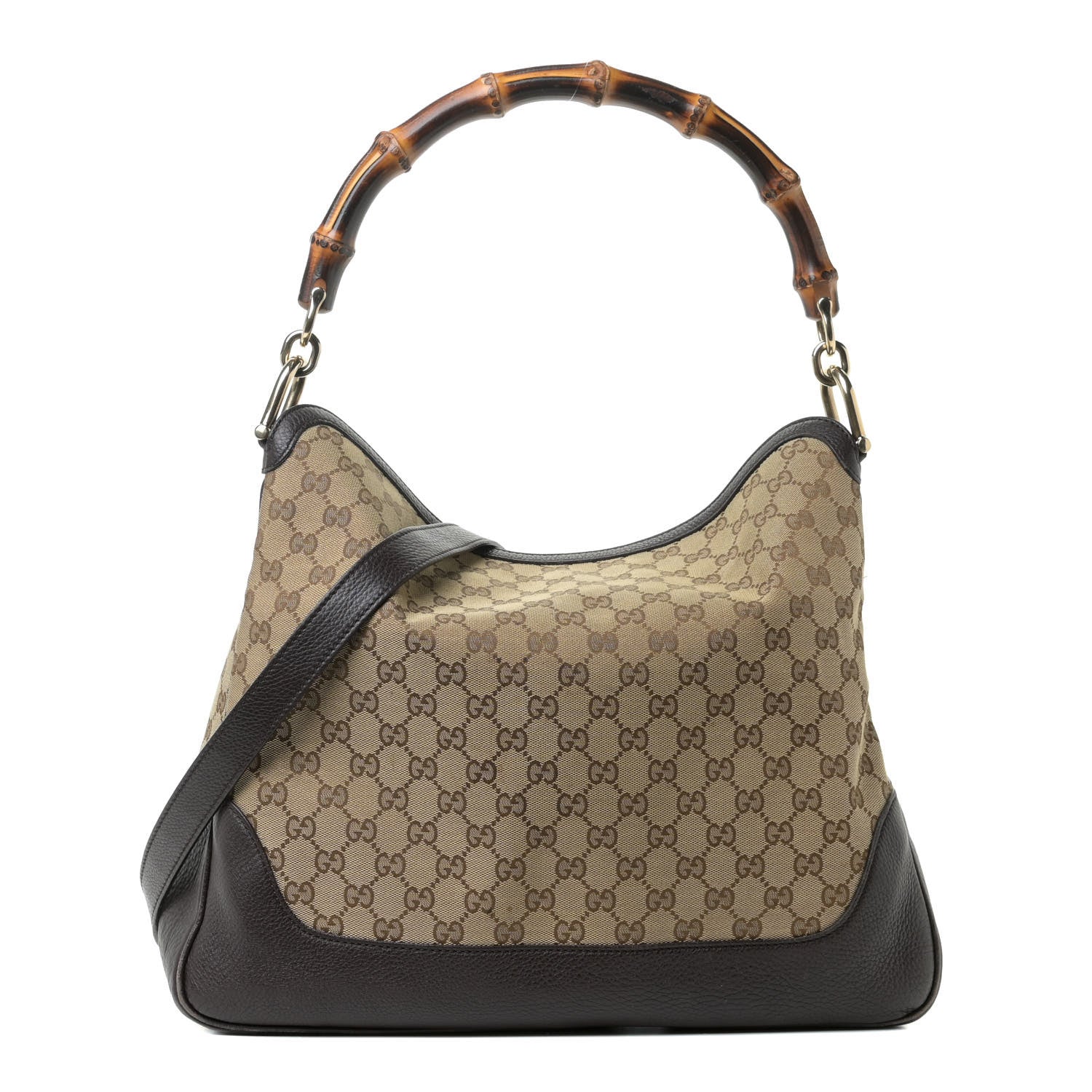 Gucci Monogram Medium Diana Bamboo Shoulder Bag Dark Brown 1 of 21