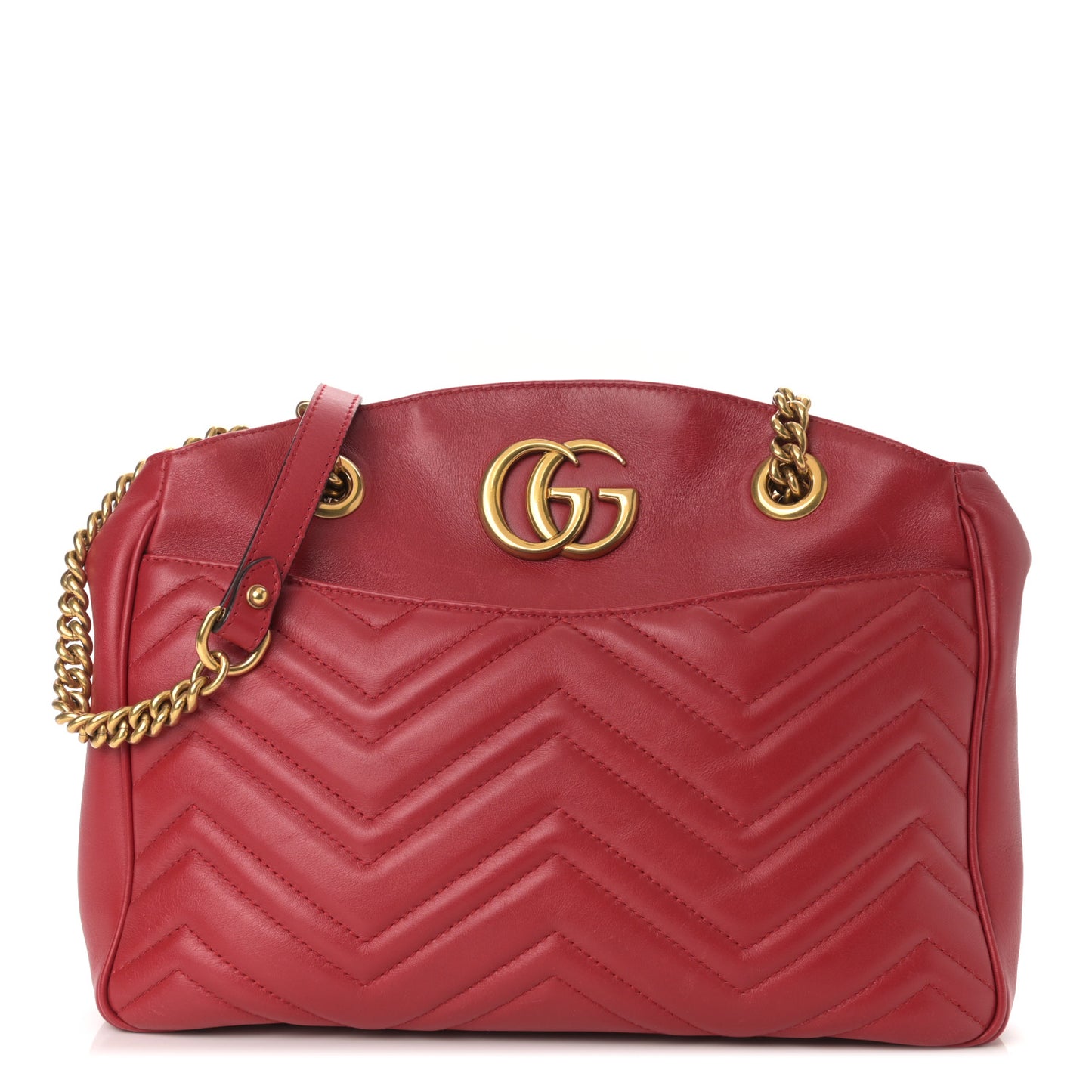 Calfskin Matelasse Medium GG Marmont Open Top Shoulder Bag Hibiscus Red