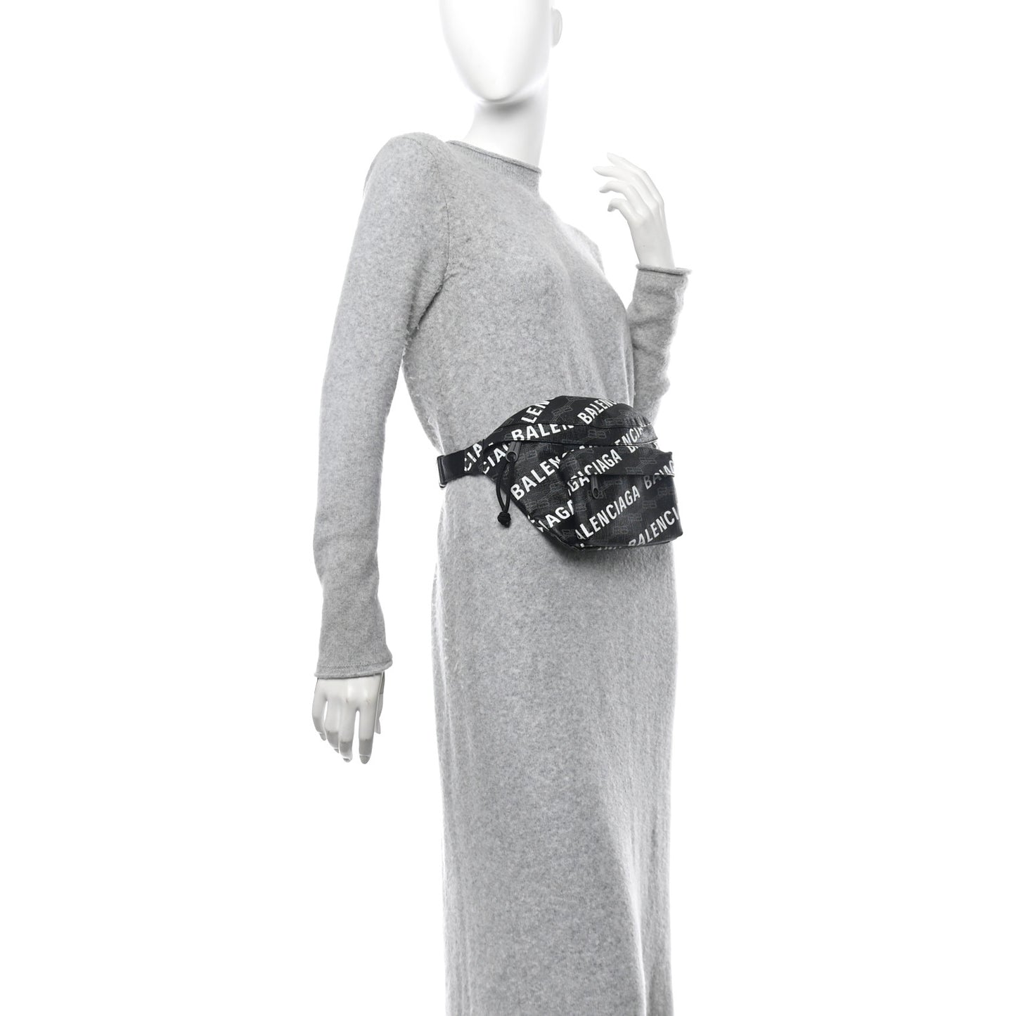 Coated Canvas BB Monogram Allover Logo Medium Signature Beltpack Black Grey White