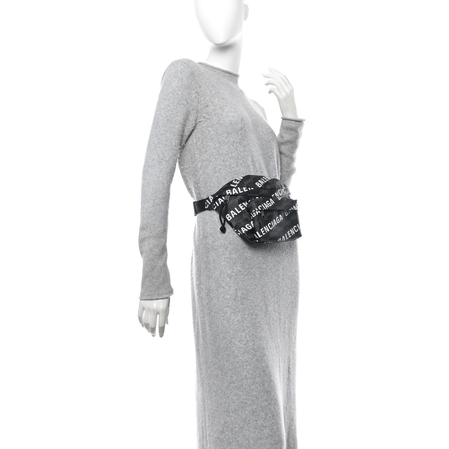 Balenciaga Coated Canvas BB Monogram Allover Logo Medium Signature Beltpack Black Grey White 2 of 10