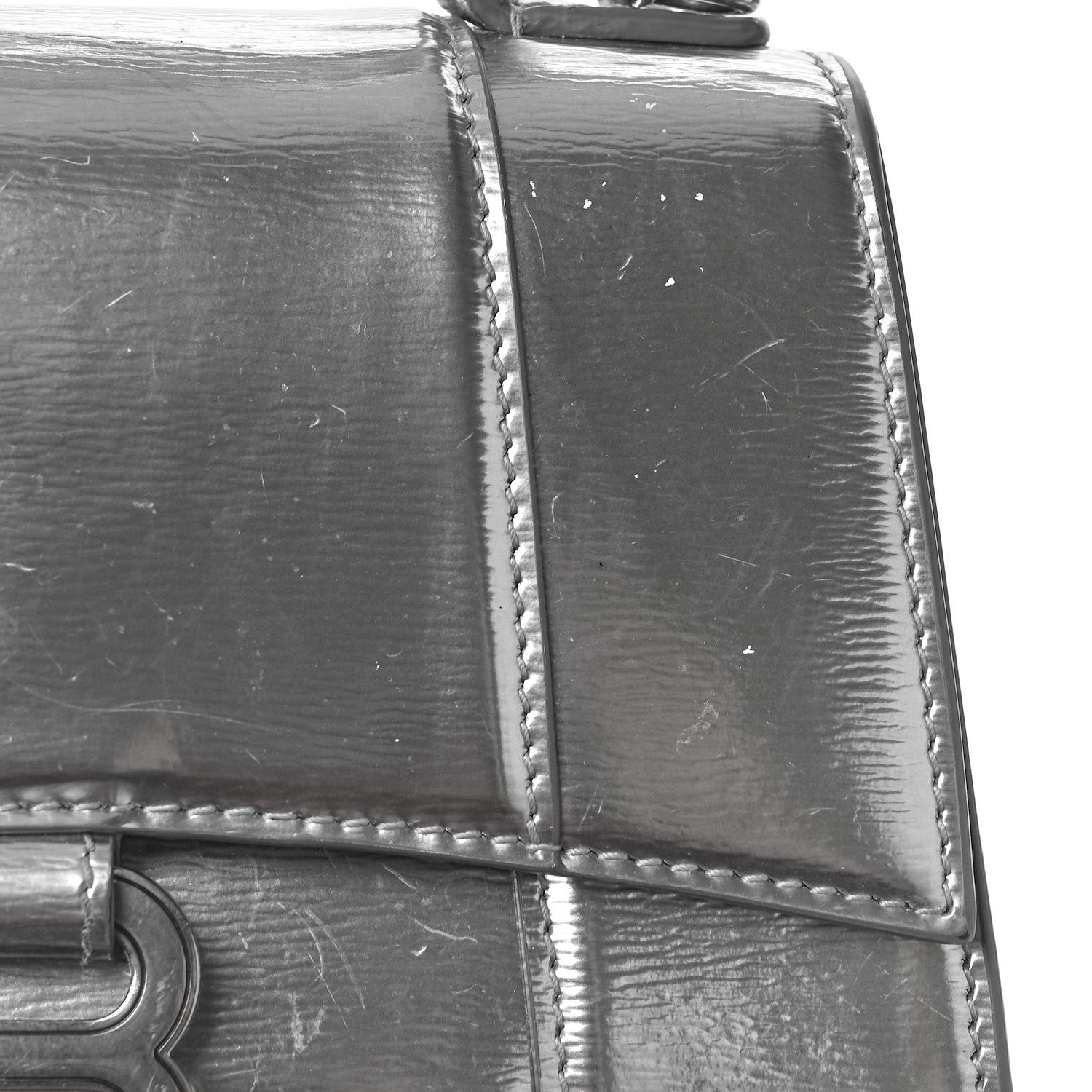 Balenciaga Metallic Textured Calfskin Hourglass Top Handle Bag XS Silver 12 of 14