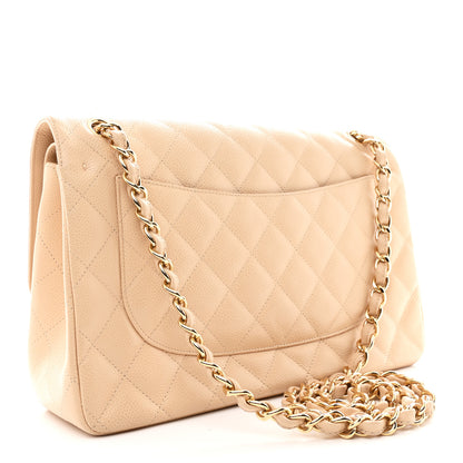 Chanel Caviar Quilted Jumbo Double Flap Beige 3 of 10