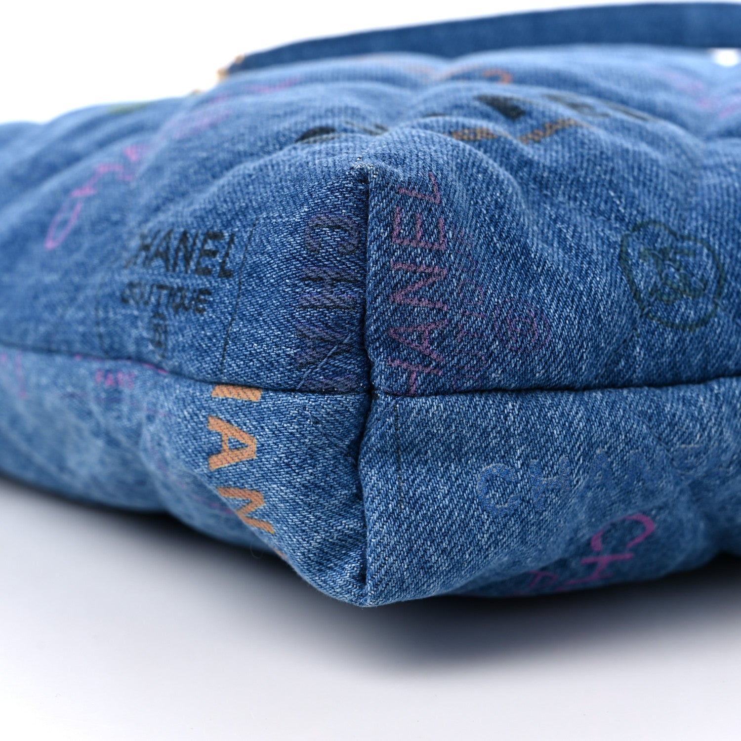 Chanel Denim Quilted Denim Mood Maxi Shopping Bag Blue Multicolor 8 of 9