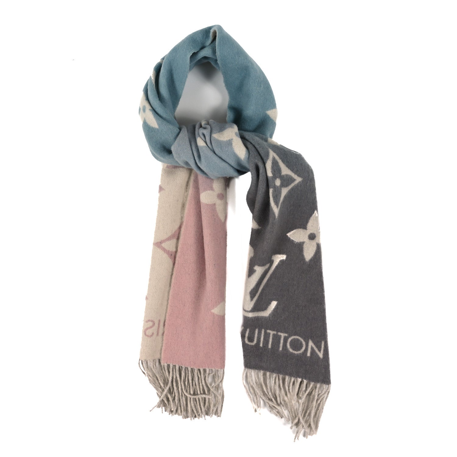 Louis Vuitton Cashmere Monogram Reykjavik Scarf Bleu Rose 1 of 3