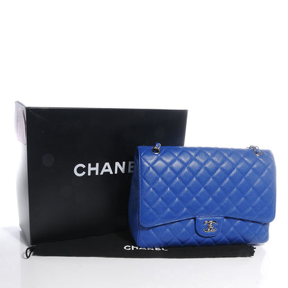 Chanel Caviar Maxi Single Flap Blue Fonce 5 of 10
