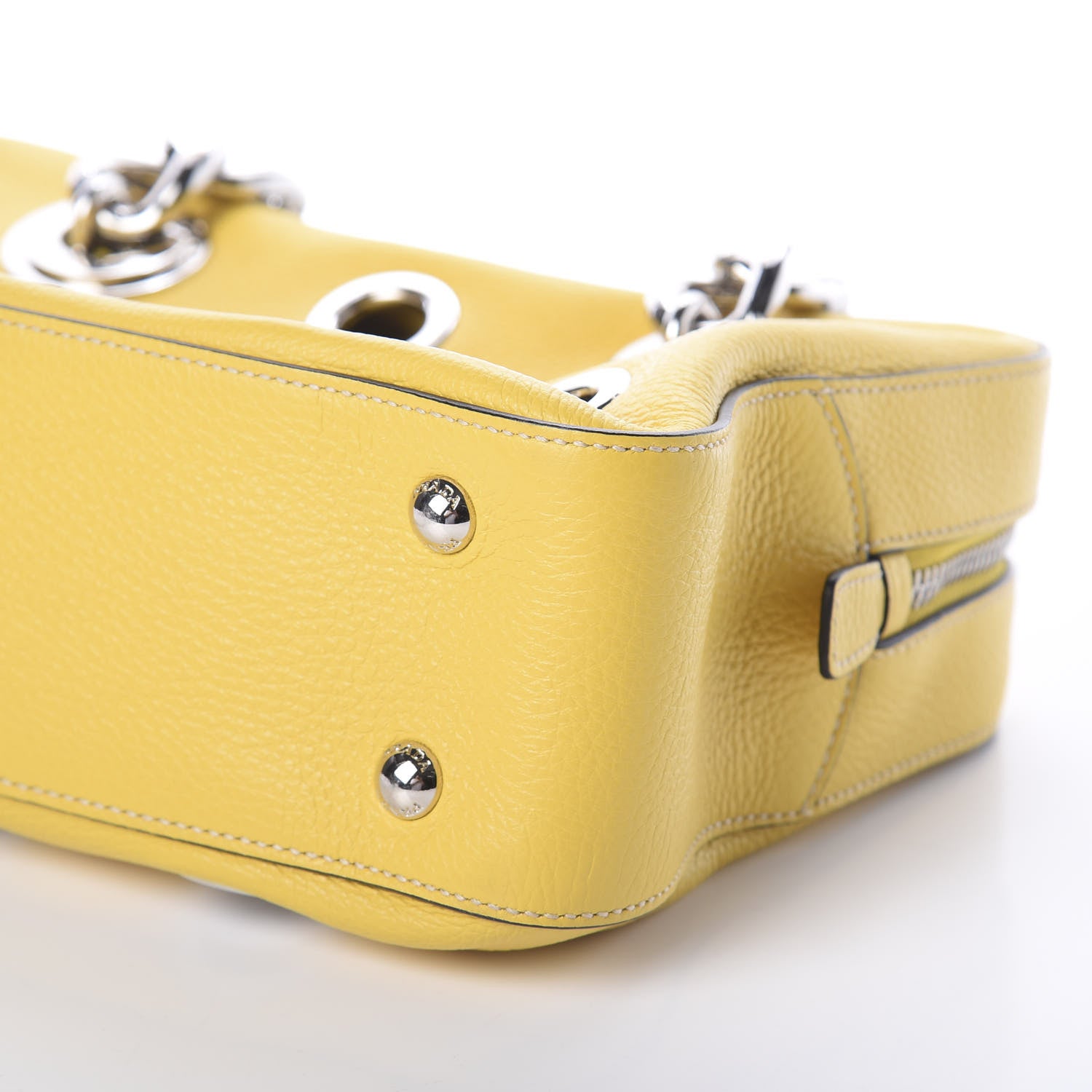 Prada Vitello Daino Grommet Chain Satchel Bag Soleil 8 of 8