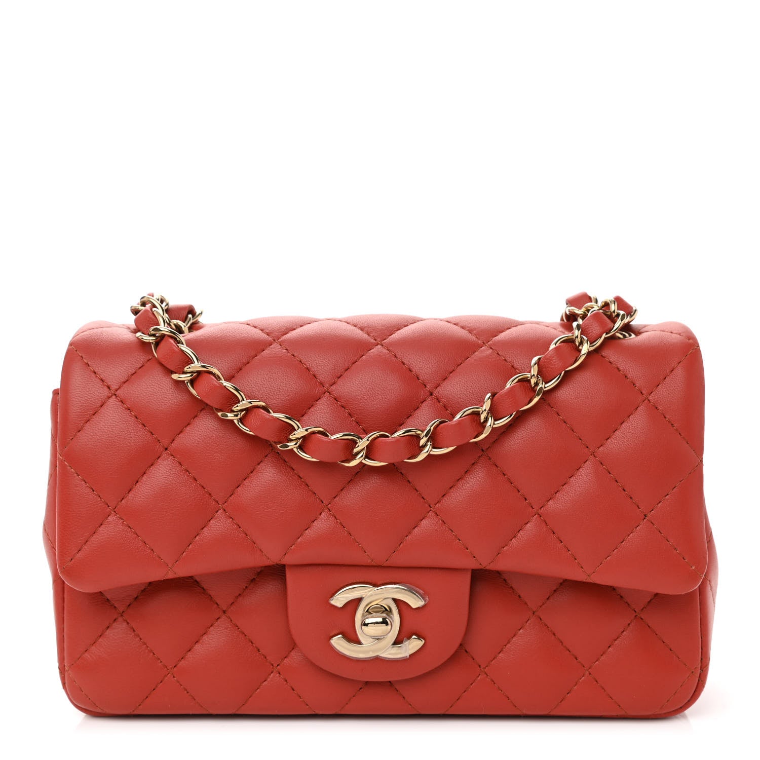 Chanel Lambskin Quilted Mini Rectangular Flap Brown 1 of 9