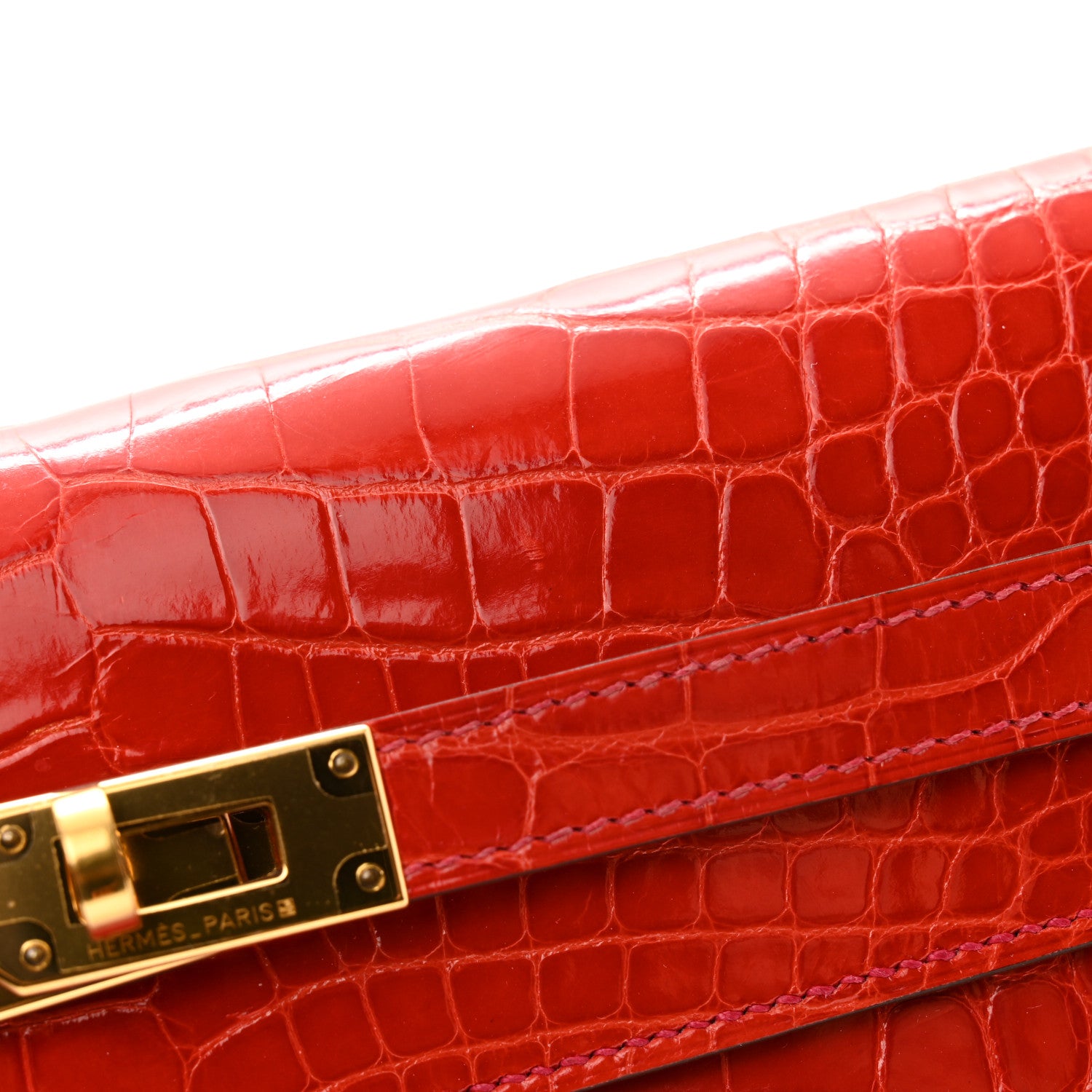 Hermes Shiny Alligator Kelly Longue Wallet Greanium 10 of 11