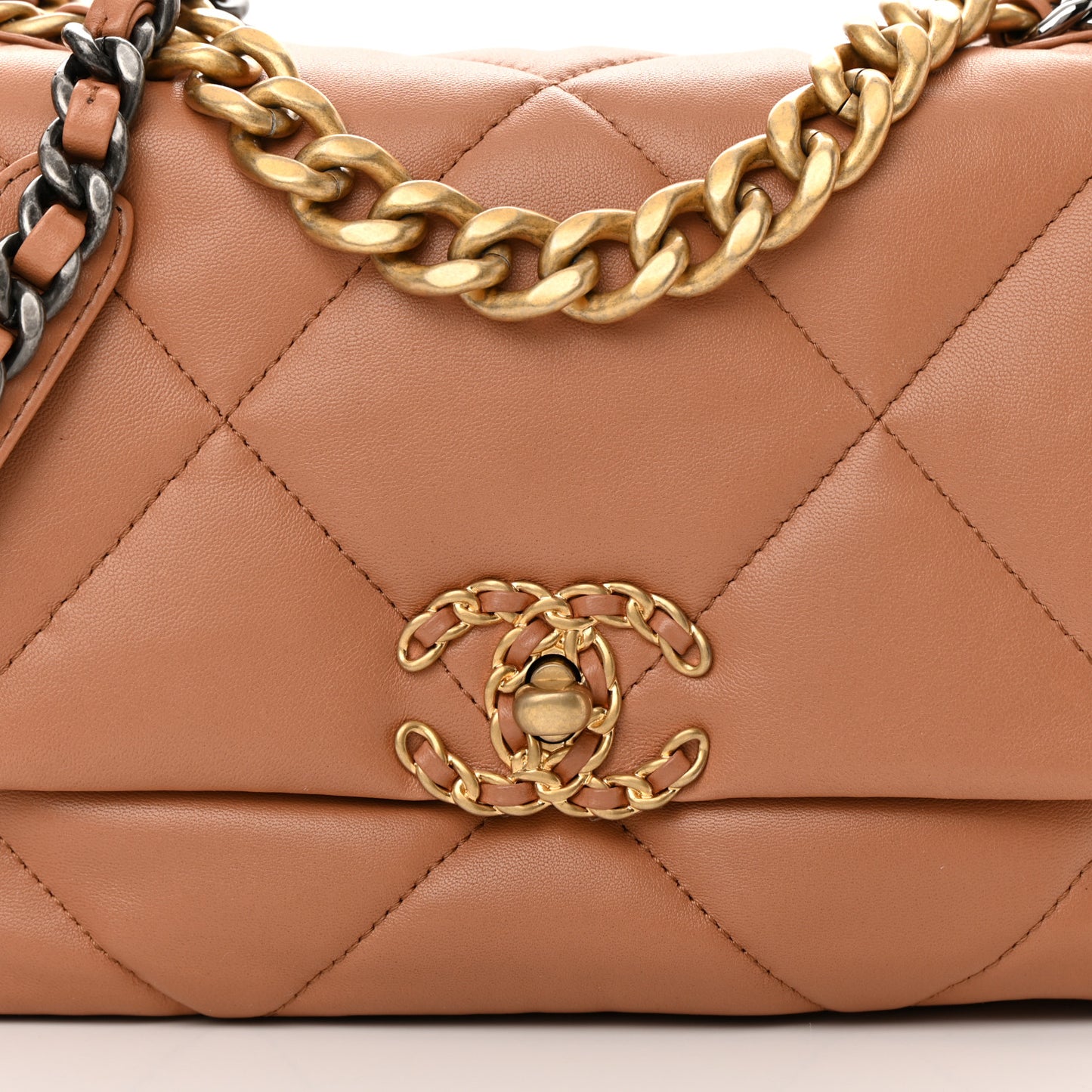 Lambskin Quilted Medium Chanel 19 Flap Brown