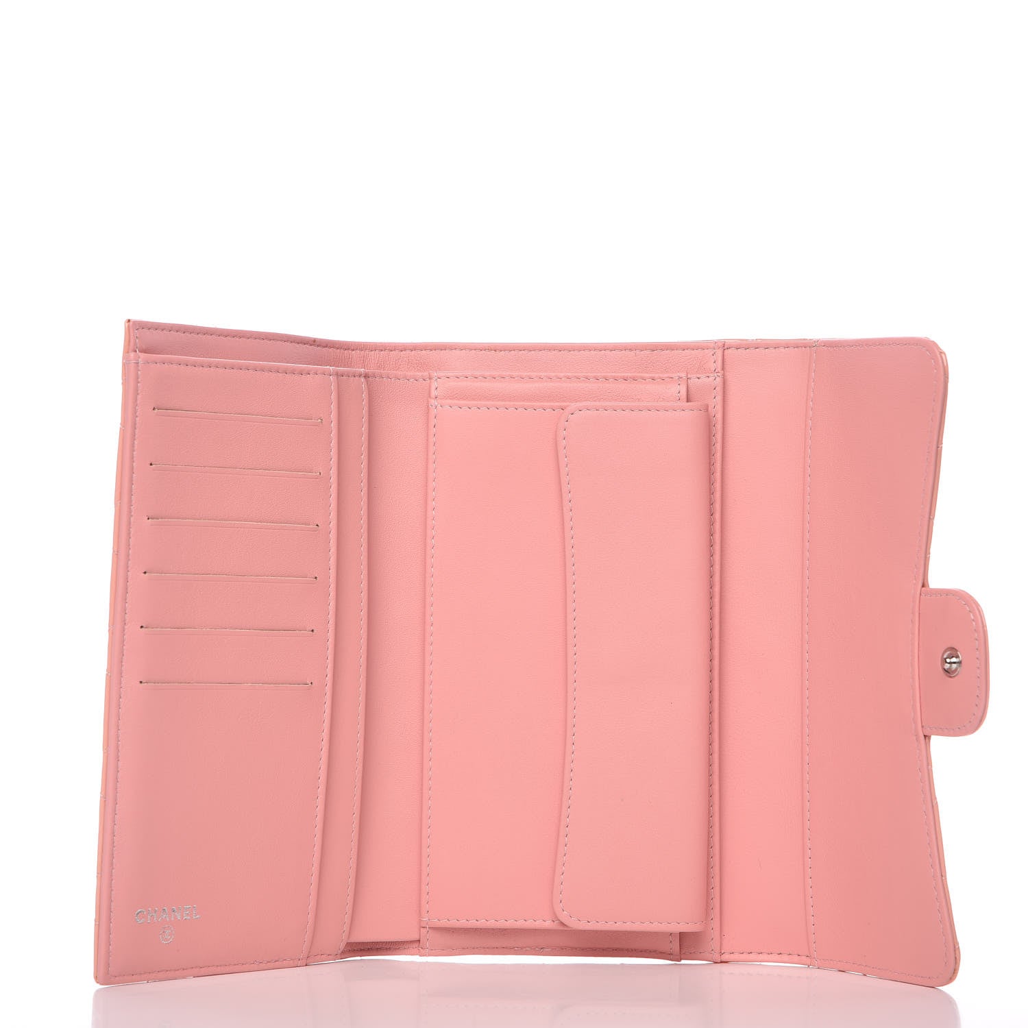 Chanel Patent Quilted Long Flap Wallet Pink 5 of 12