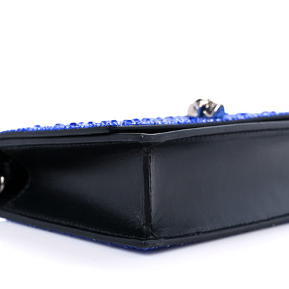 Alexander McQueen Calfskin Crystal Chain Clutch Blue Black 7 of 9