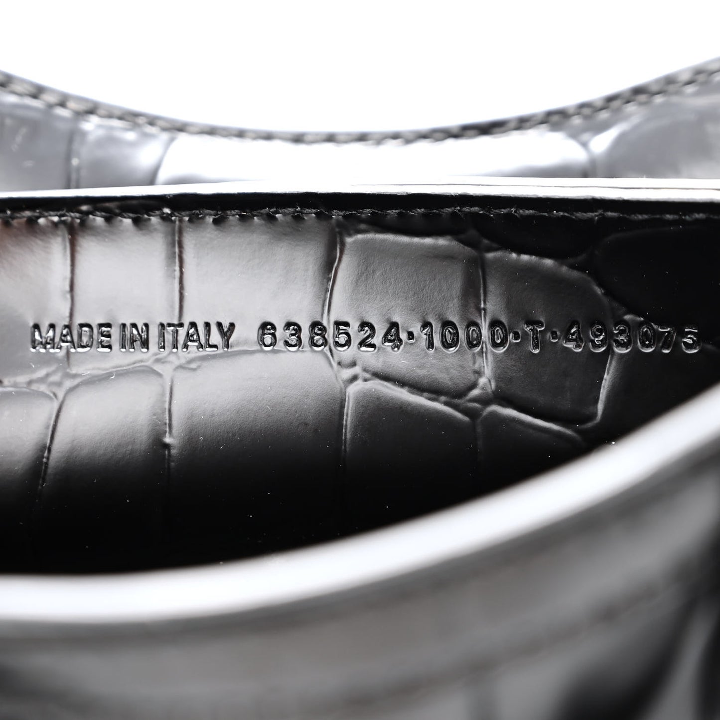 Semi Shiny Calfskin Crocodile Embossed Neo Classic Black Hardware Mini City Black