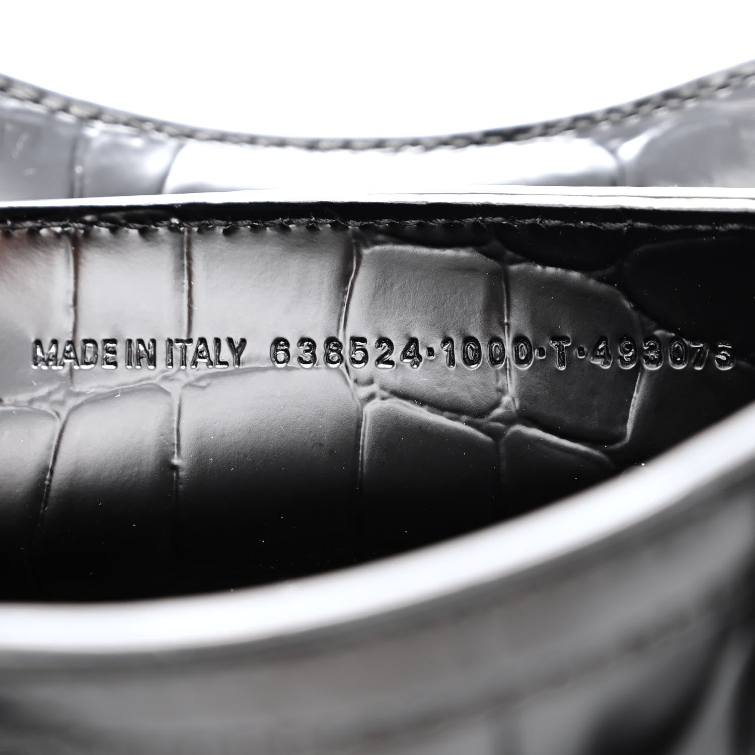 Balenciaga Semi Shiny Calfskin Crocodile Embossed Neo Classic Black Hardware Mini City Black 7 of 14