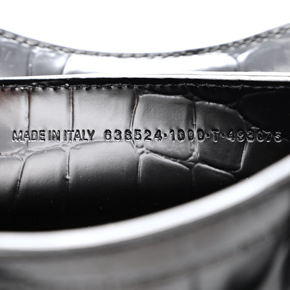 Balenciaga Semi Shiny Calfskin Crocodile Embossed Neo Classic Black Hardware Mini City Black 7 of 14