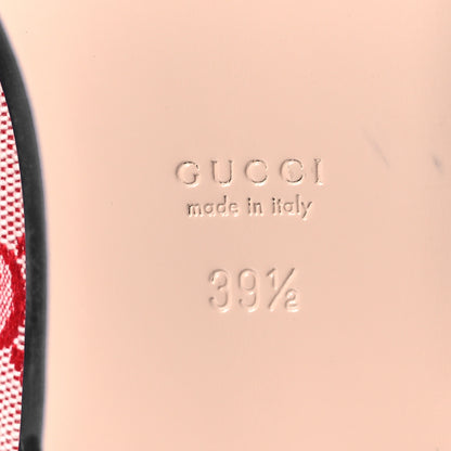 Gucci Canvas GG Monogram Horsebit Womens Princetown Slippers 39.5 Gardenia Hibiscus Red 8 of 11