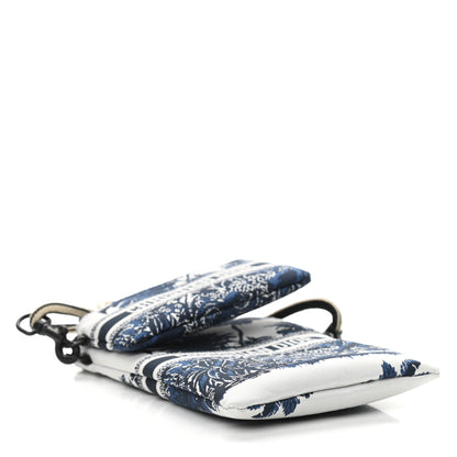 Christian Dior Technical Fabric Embroidered Palm Tree Toile De Jouy DiorTravel Multifunction Pouch Blue 4 of 10