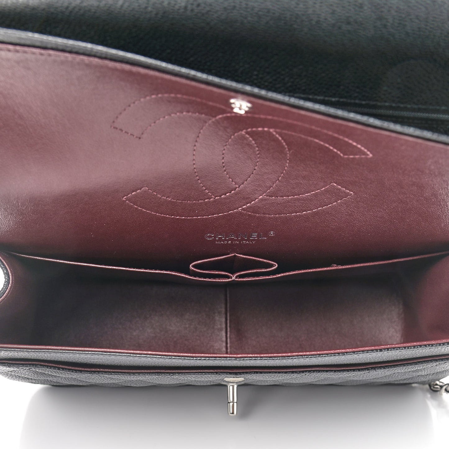 Caviar Quilted Jumbo Double Flap Black