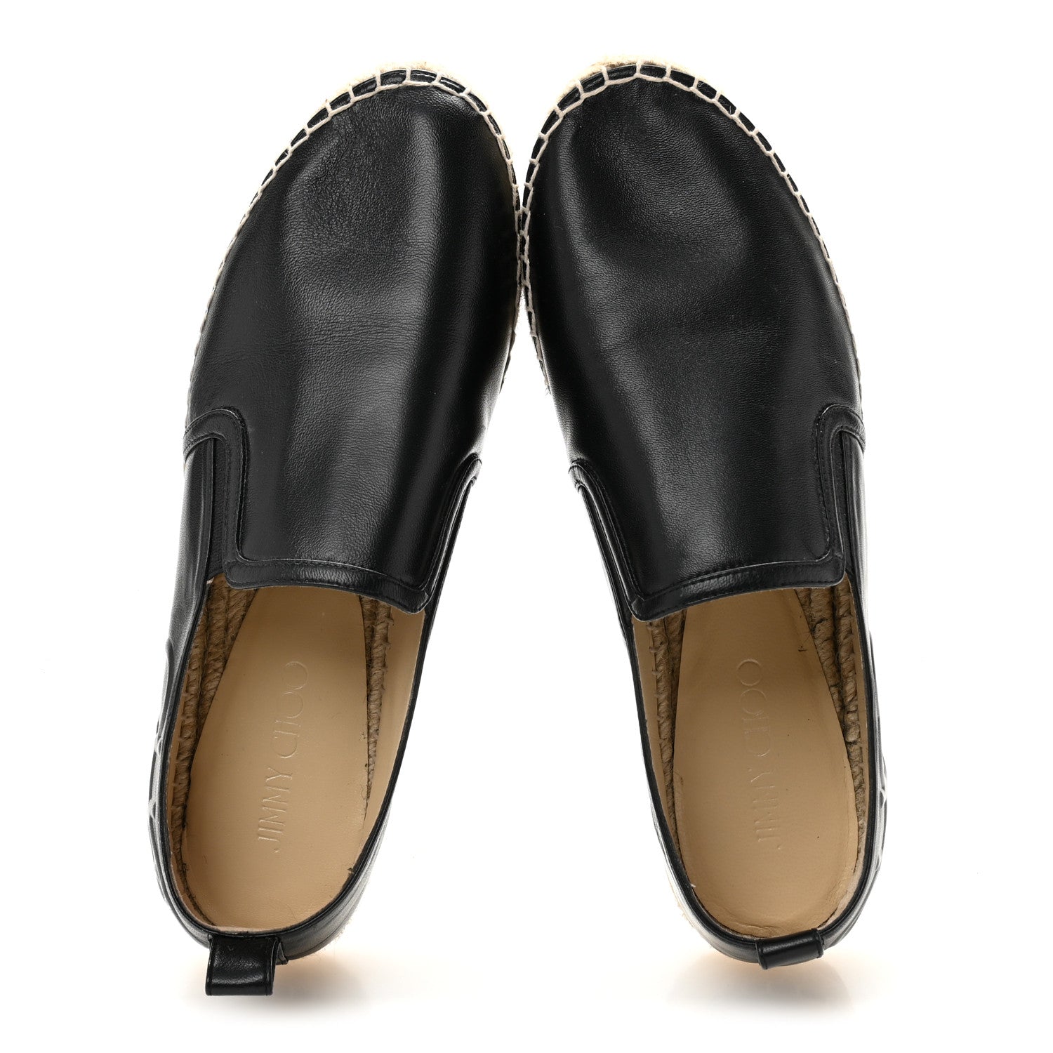 Jimmy Choo Calfskin Litchi Flat Espadrilles 39 Black 2 of 8
