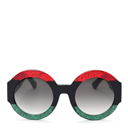 Gucci Round Frame GG0084S Sunglasses Glitter Red Green 2 of 7
