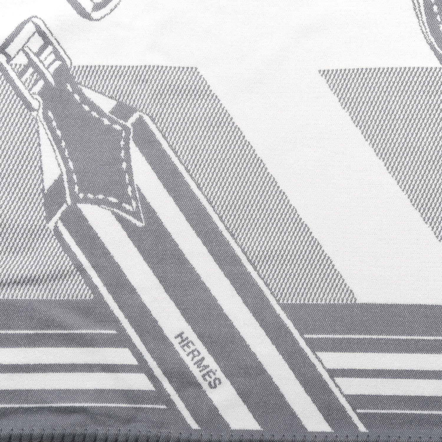 Hermes Wool Sangles en Zig Zag Blanket Gris 3 of 4