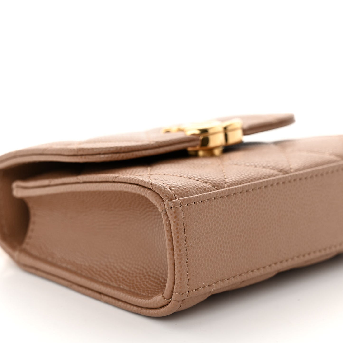 Caviar Quilted Coco First Clutch With Chain Beige