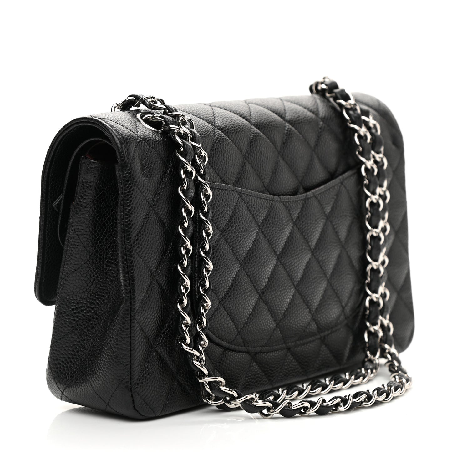 Caviar Quilted Medium Double Flap Black