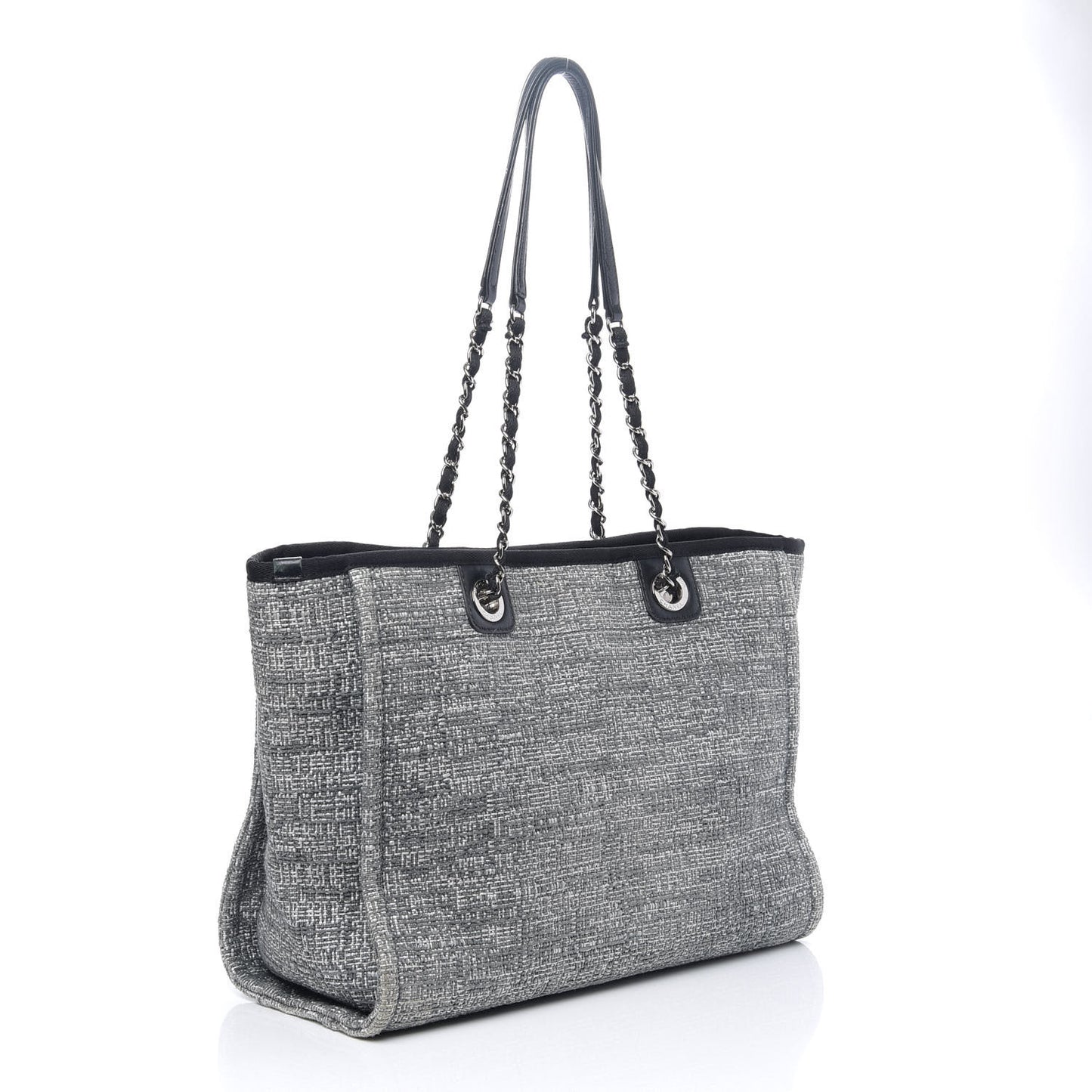 Straw Lurex Small Deauville Tote Charcoal
