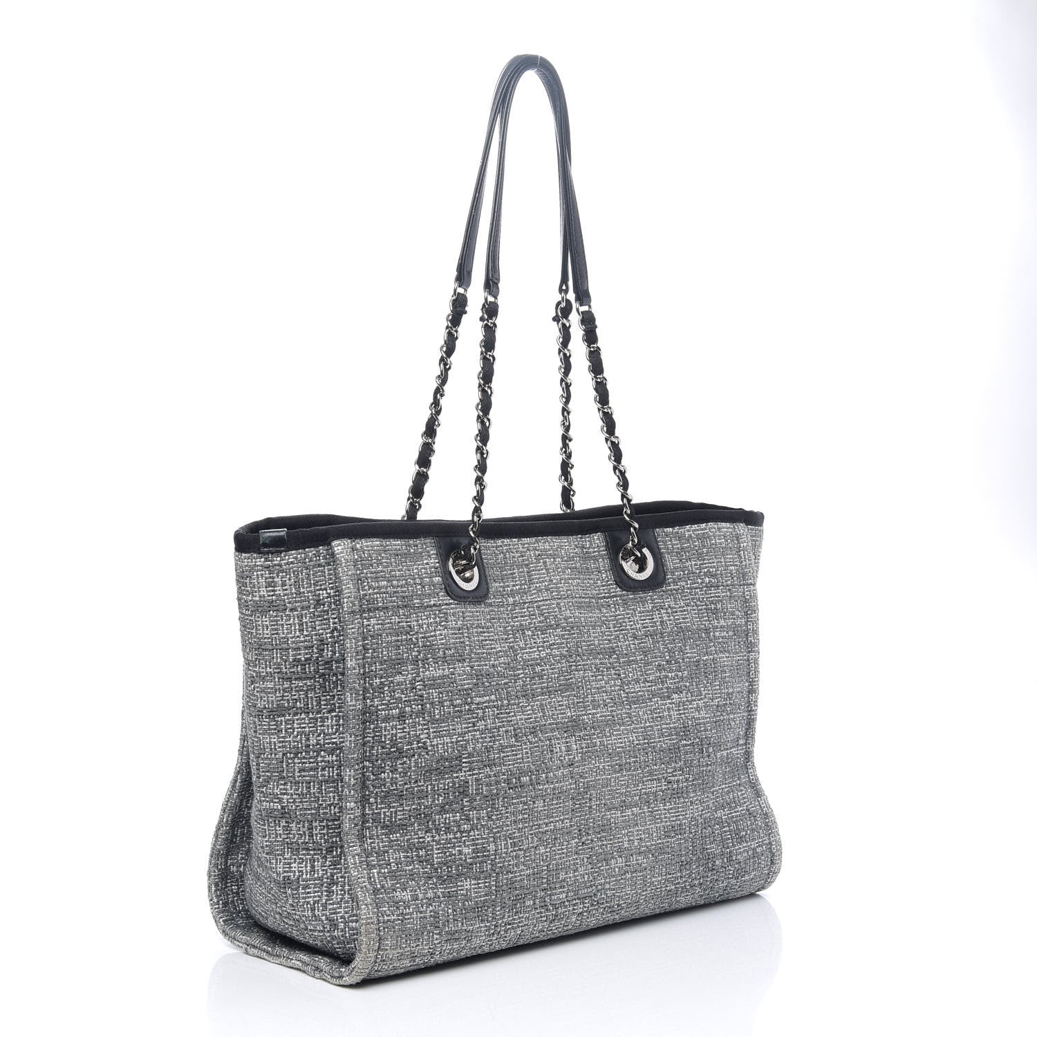 Chanel Straw Lurex Small Deauville Tote Charcoal 2 of 10