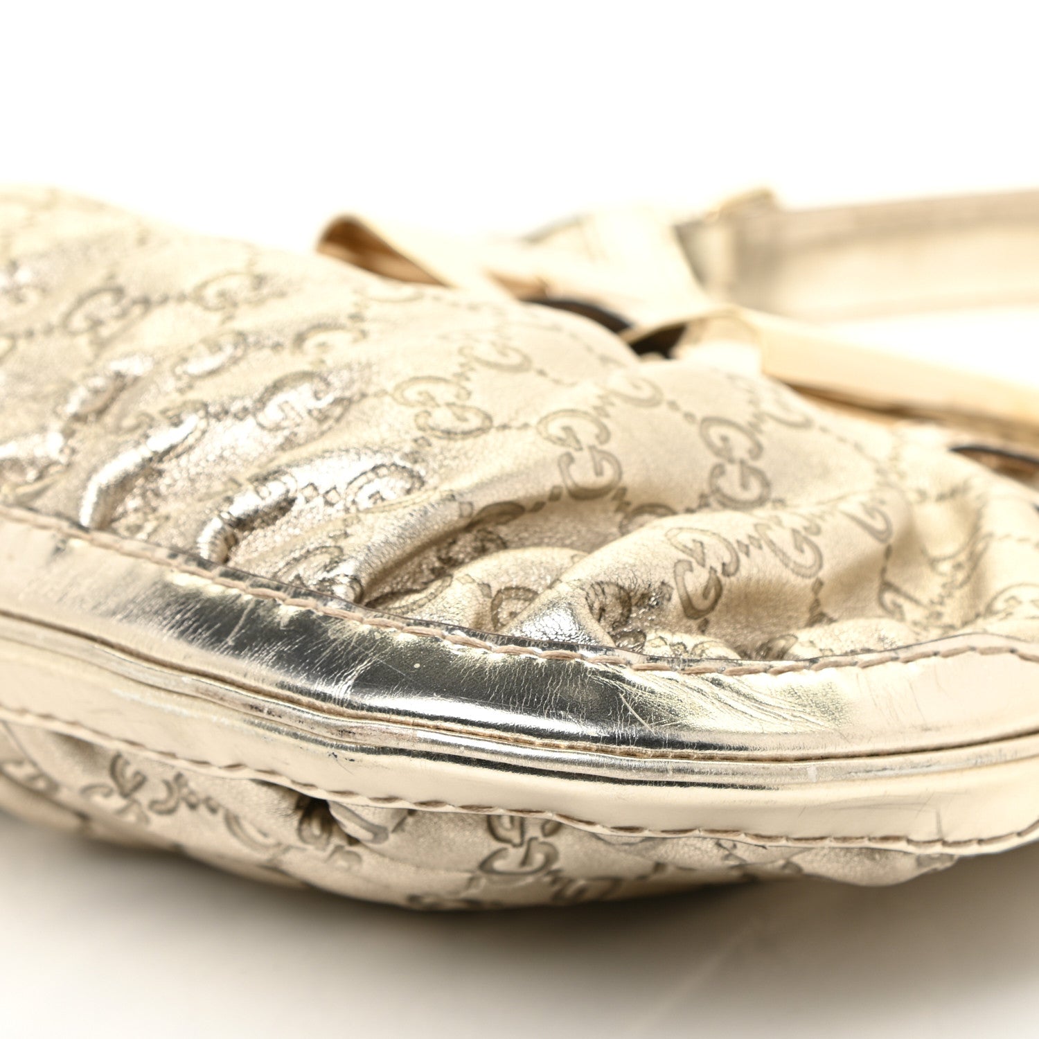 Gucci Metallic Guccissima Queen Bow Hobo Platinum 10 of 24
